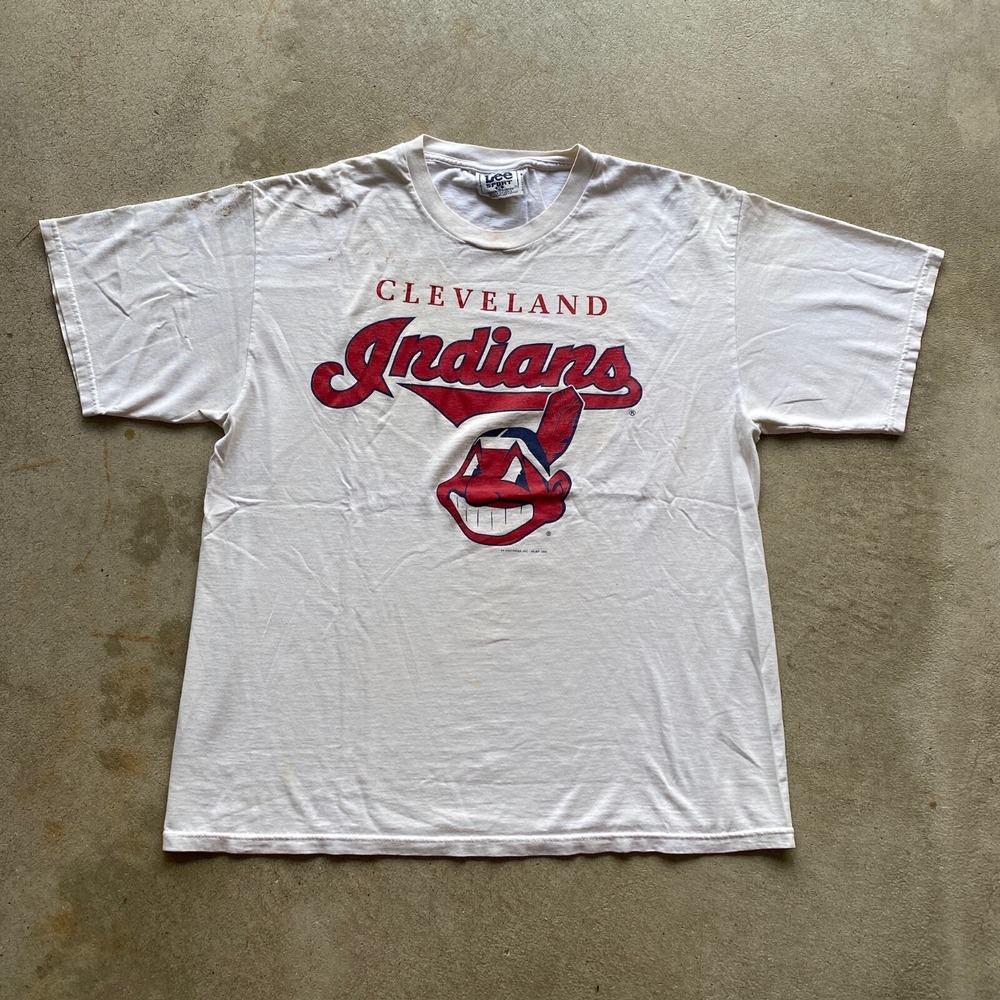 Vintage 90s Cleveland Indians Shirt Size XL White MLB Baseball 1999